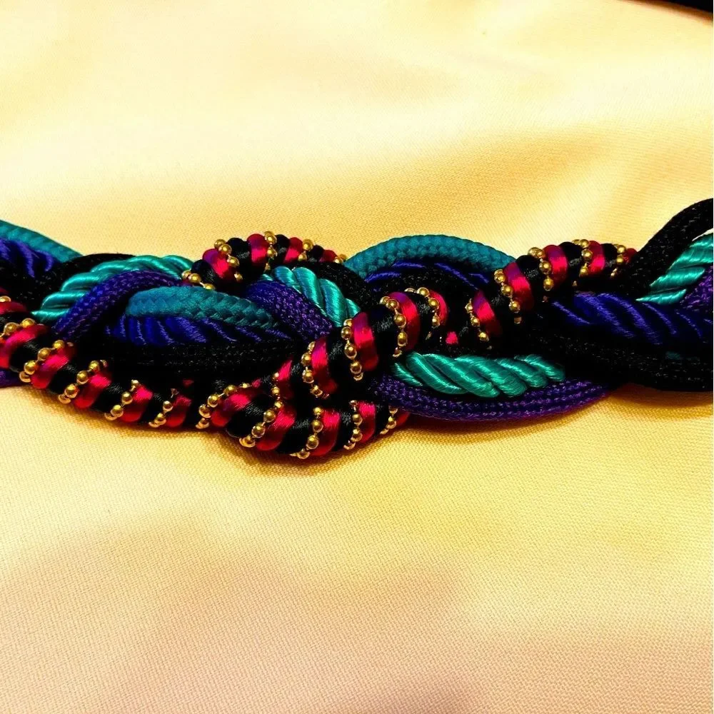Vintage 1980s vivid multicolor women’s braided belt. OS